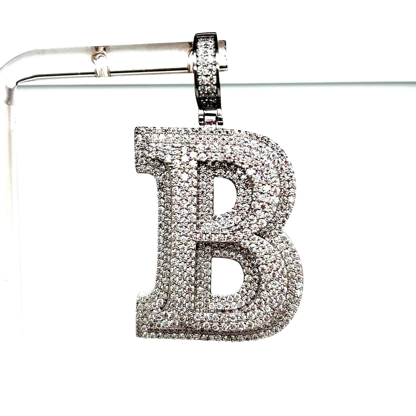 925 Sterling Silver VVS Moissanite Letter Pendant