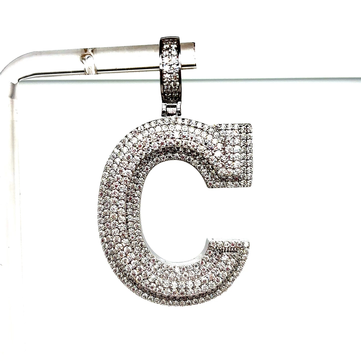 925 Sterling Silver VVS Moissanite Letter Pendant
