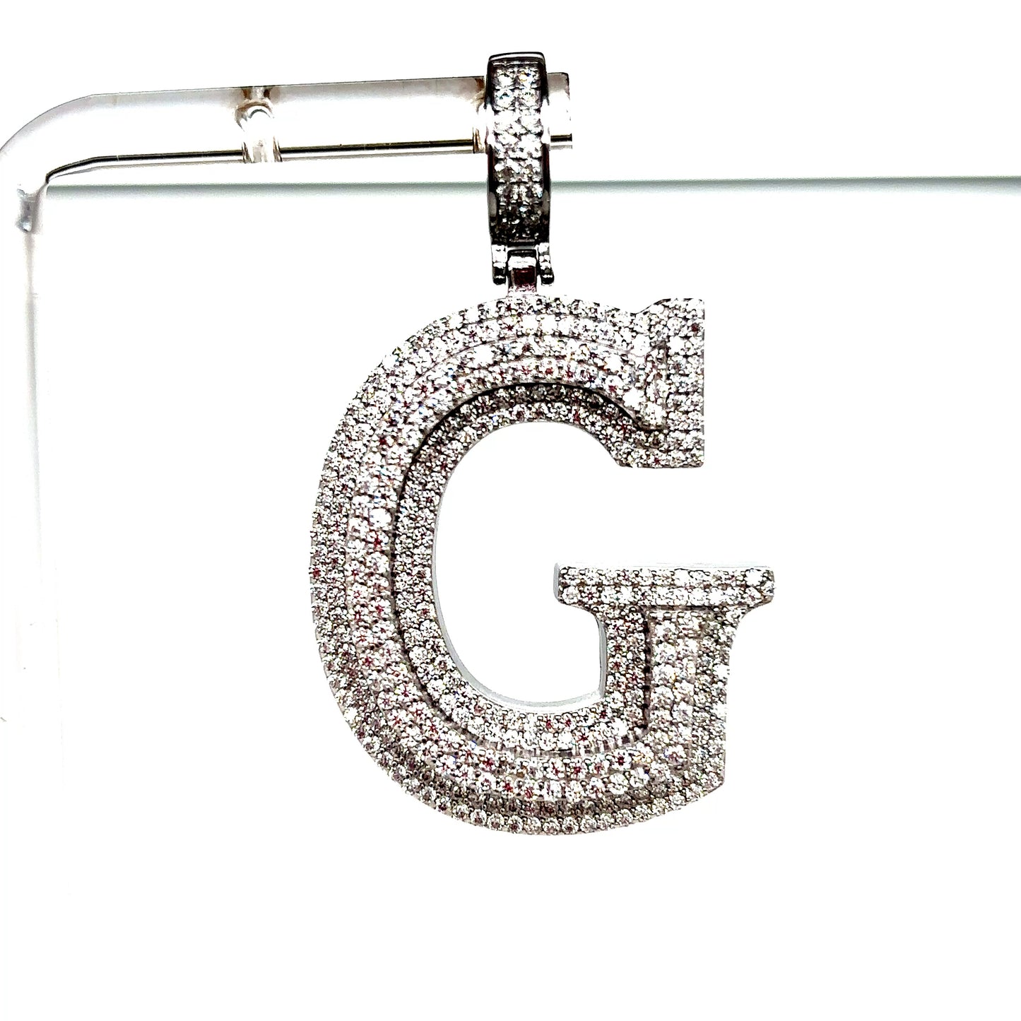 925 Sterling Silver VVS Moissanite Letter Pendant