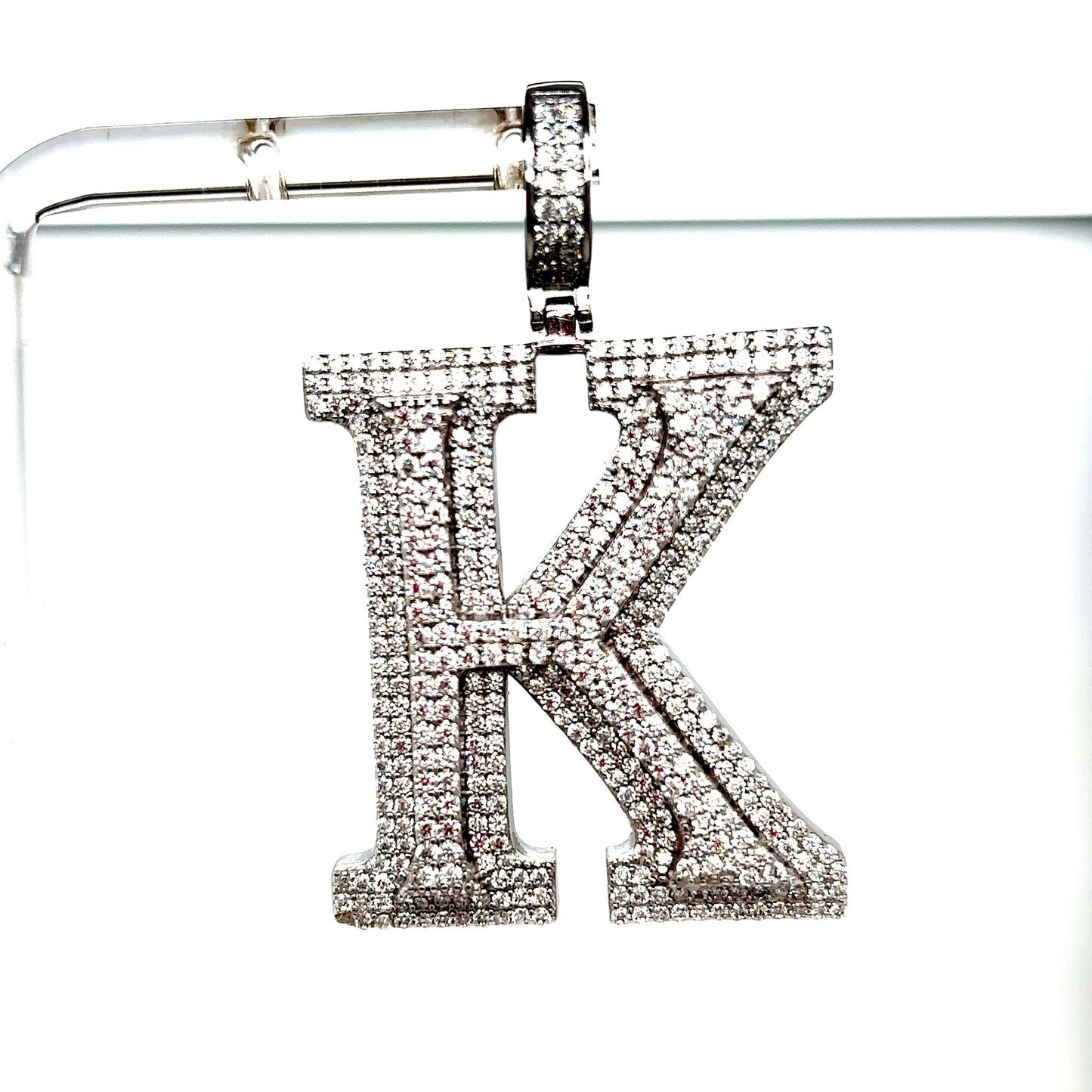 925 Sterling Silver VVS Moissanite Letter Pendant