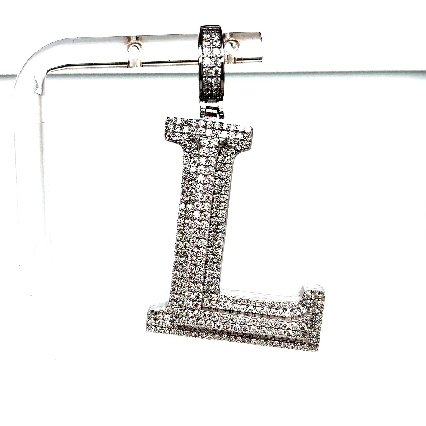 925 Sterling Silver VVS Moissanite Letter Pendant