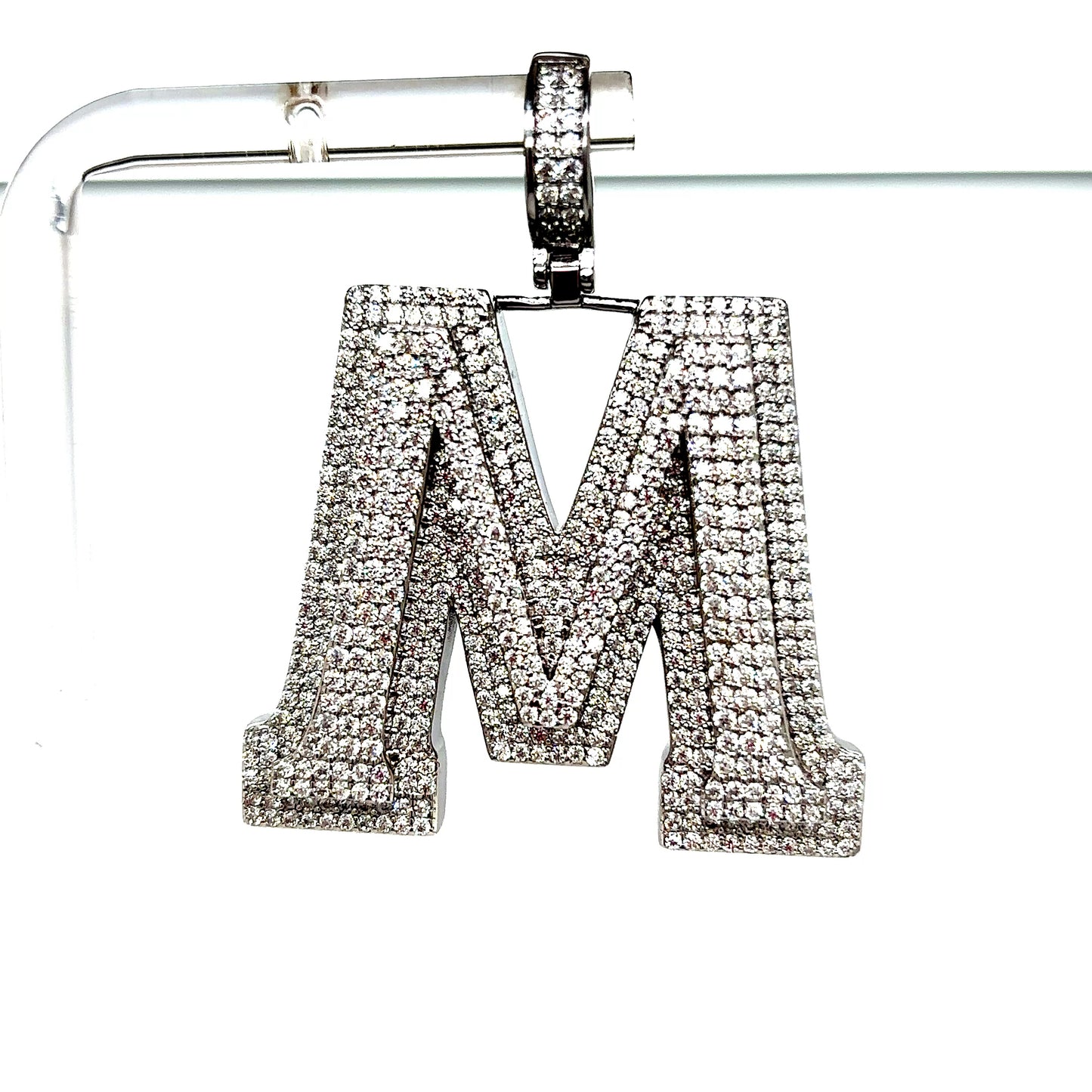925 Sterling Silver VVS Moissanite Letter Pendant