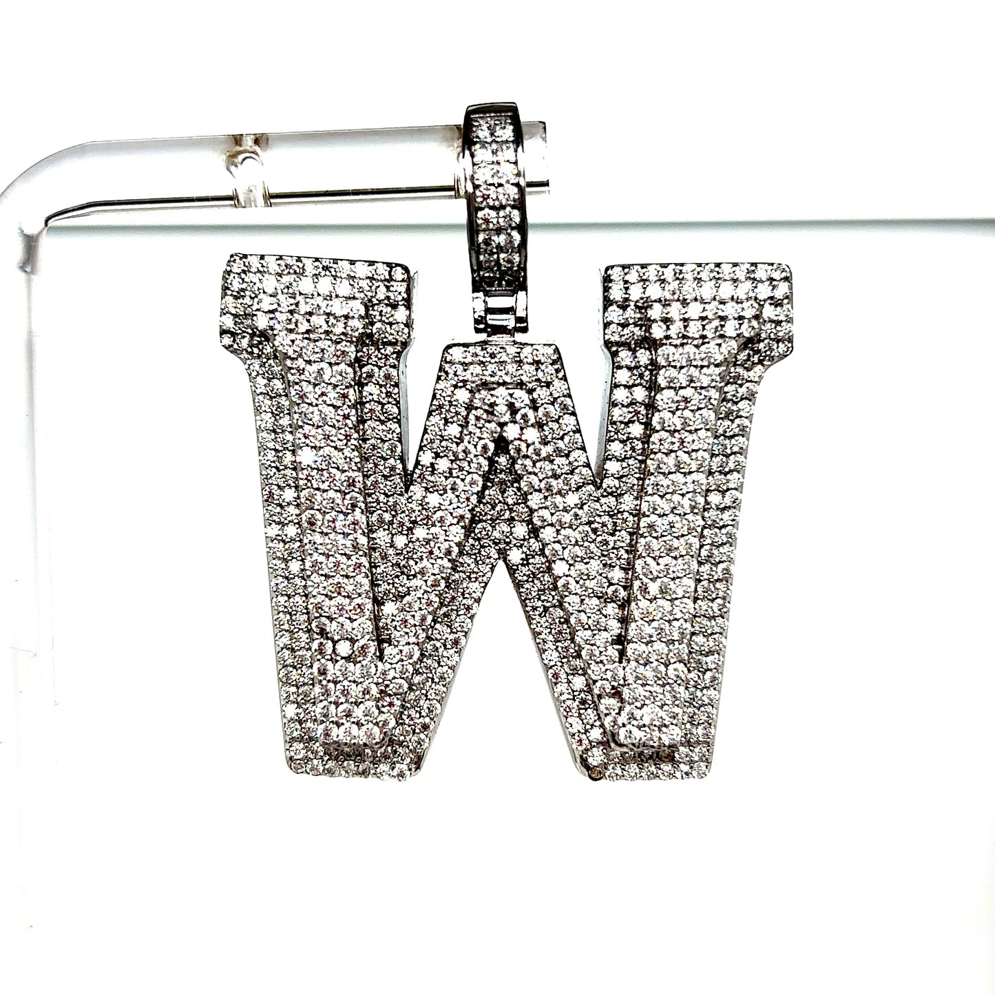 925 Sterling Silver VVS Moissanite Letter Pendant