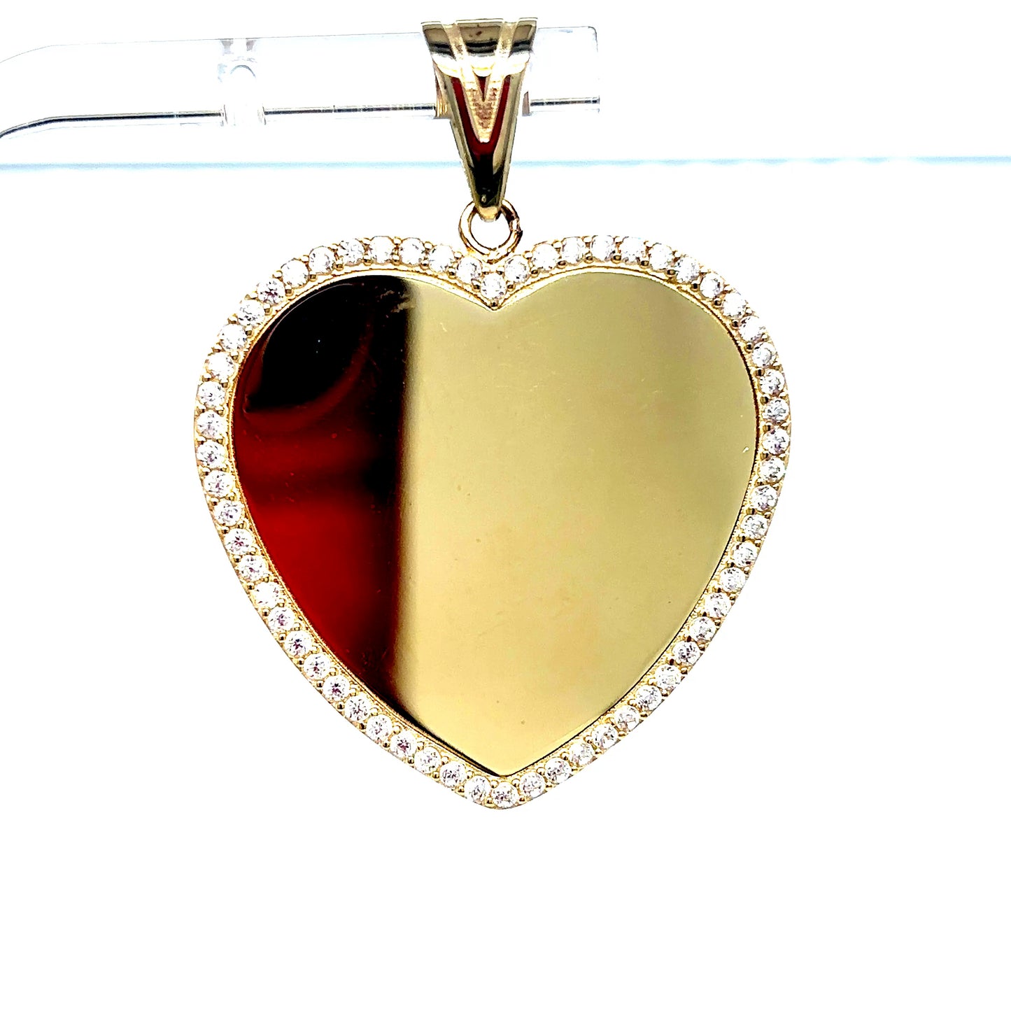 10k Yellow Gold CZ Heart Photo Pendant