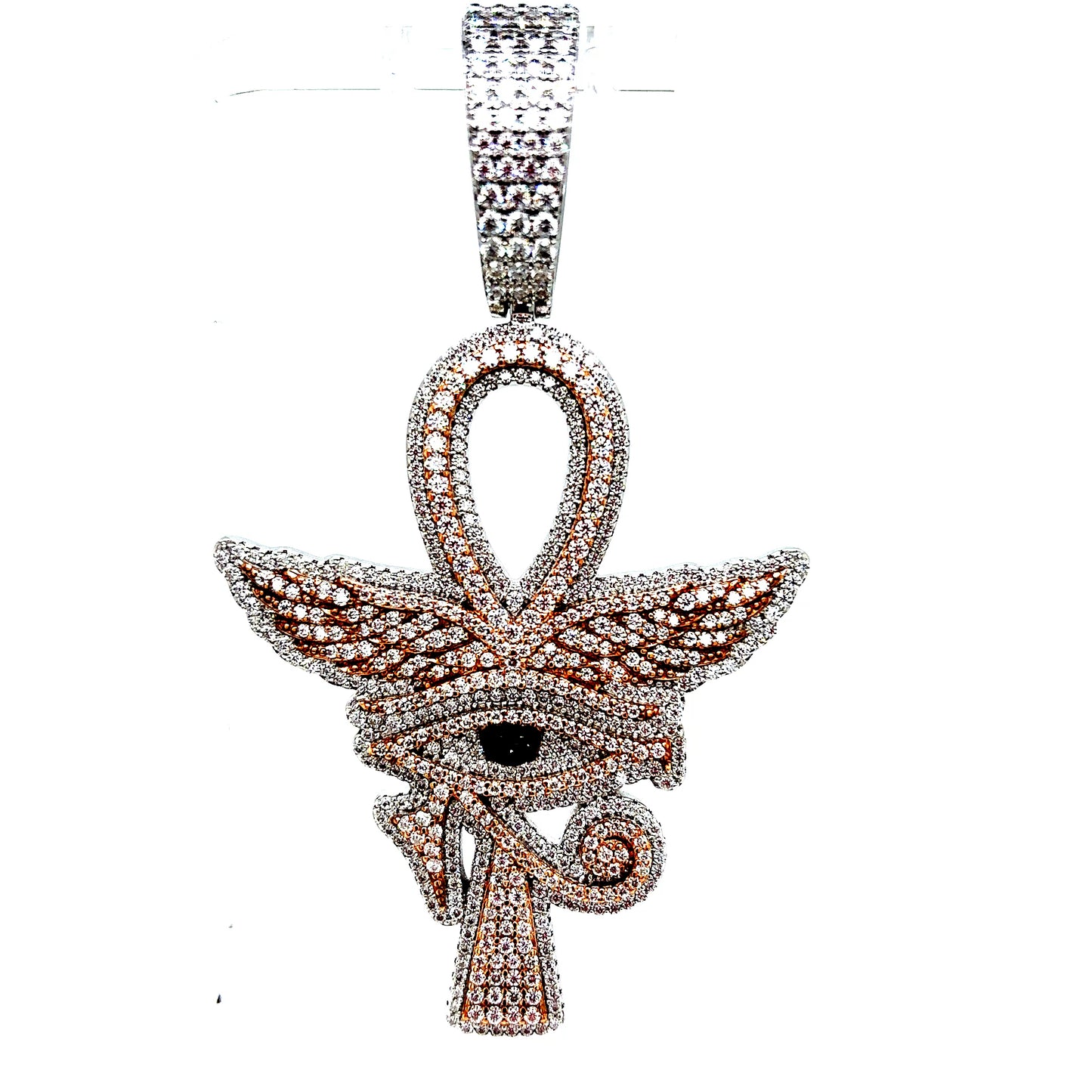 925 S.S. VVS Moissanite 2-Tone Ankh Pendant