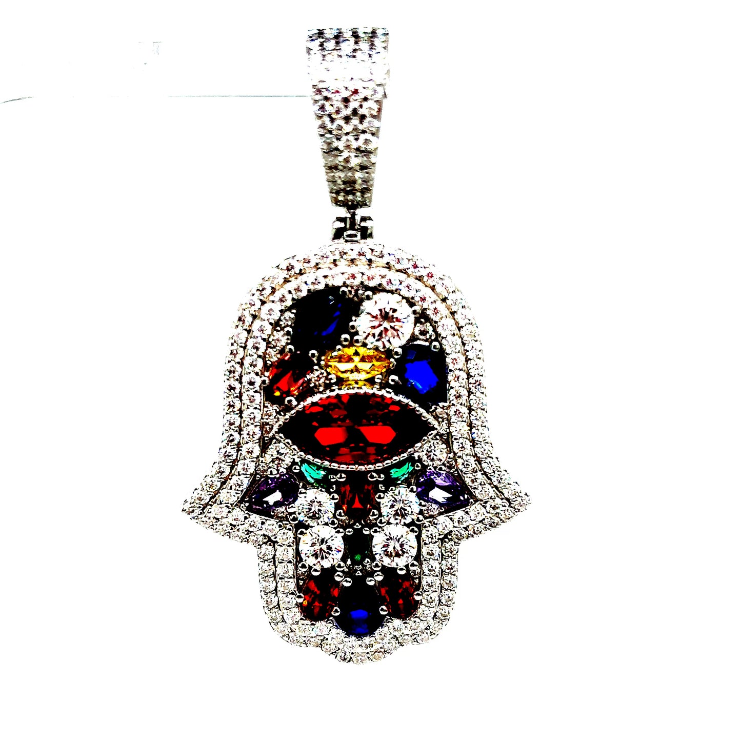 925 S.S. VVS Colored Moissanite Hamsa