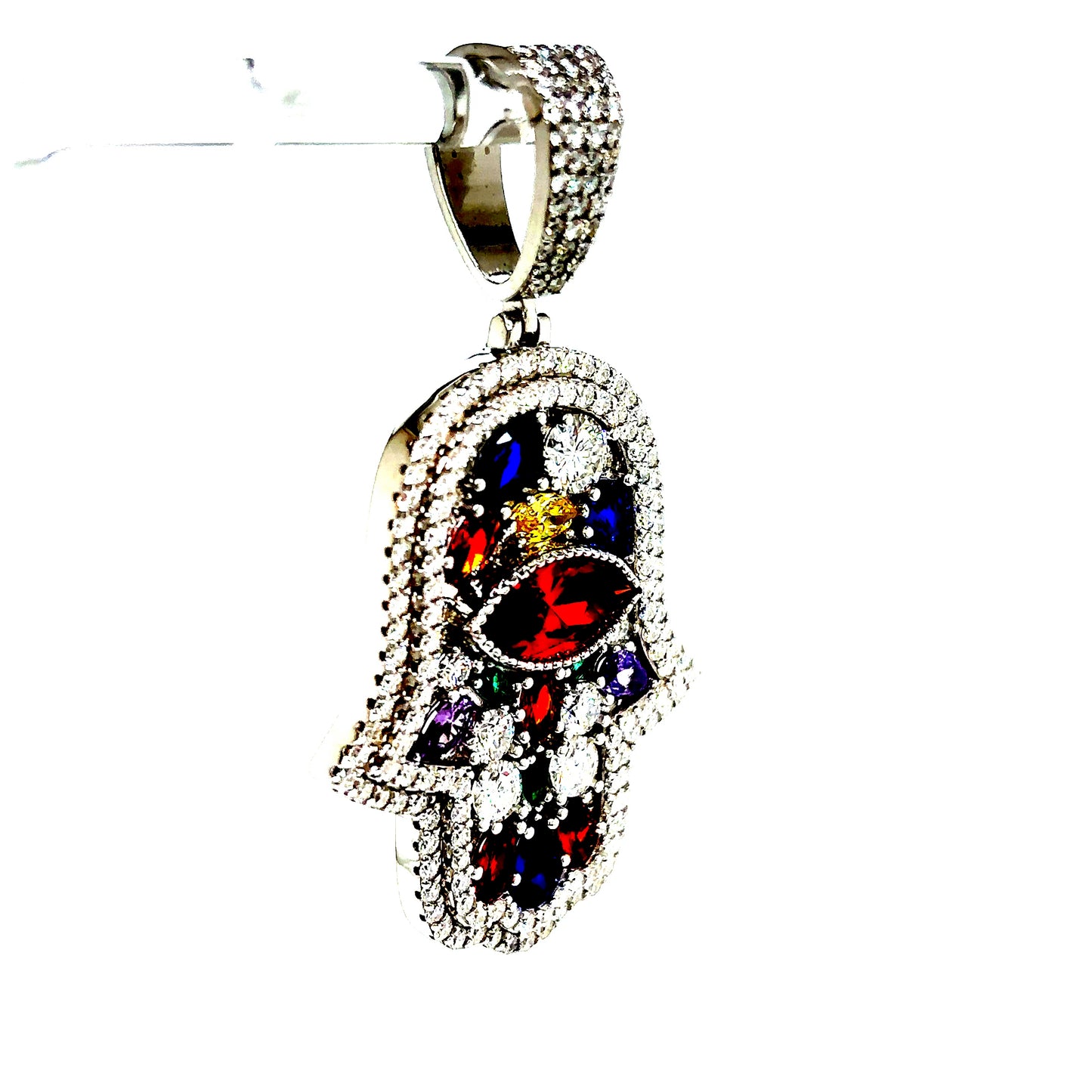 925 S.S. VVS Colored Moissanite Hamsa
