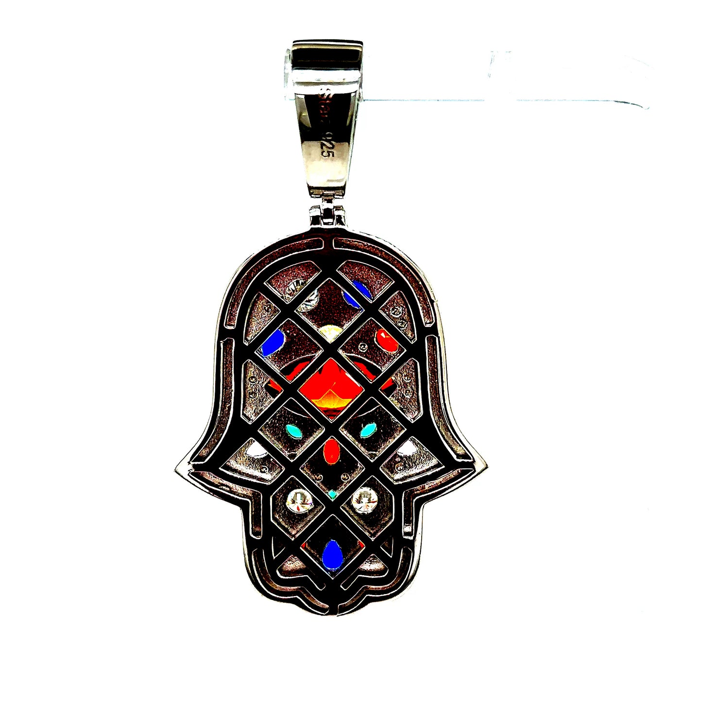 925 S.S. VVS Colored Moissanite Hamsa