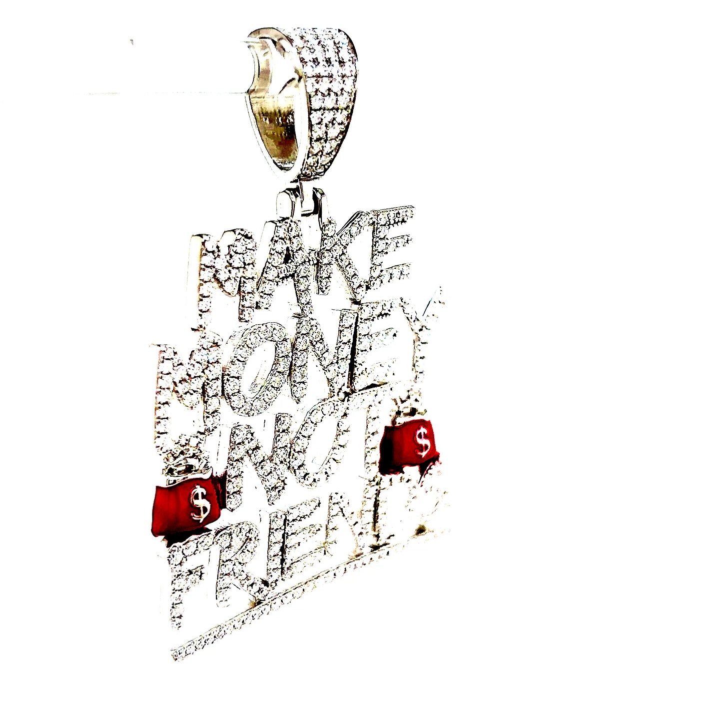 925 S.S. VVS Moissanite Enamel "Make Money" Pendant