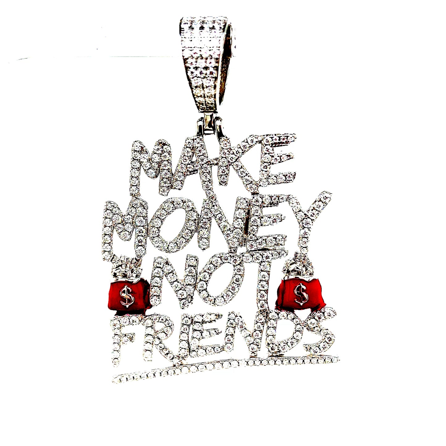 925 S.S. VVS Moissanite Enamel "Make Money" Pendant
