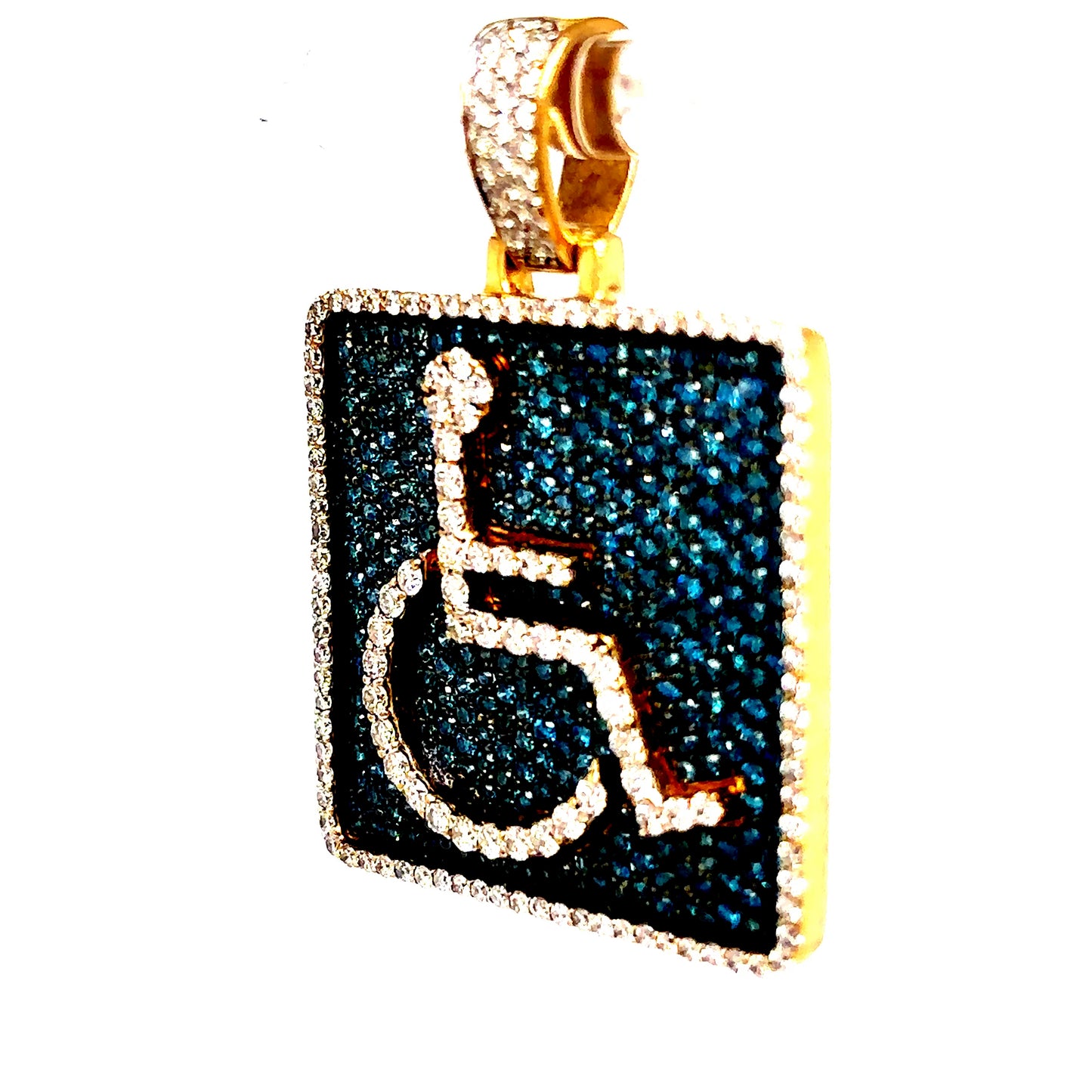 14k Yellow Gold Diamond Handicap Pendant