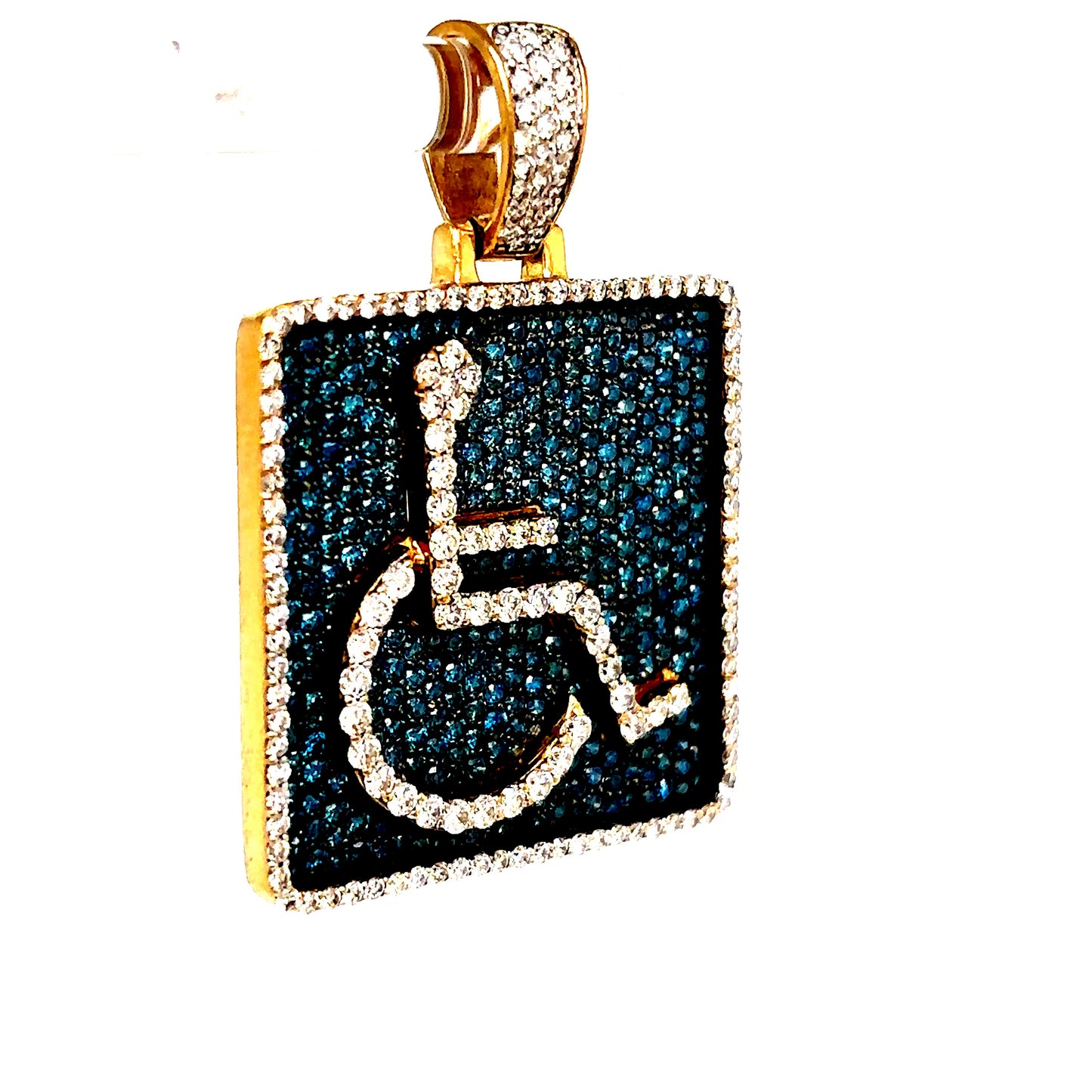 14k Yellow Gold Diamond Handicap Pendant