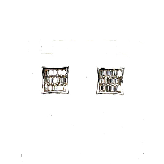 925 S.S. VVS Moissanite Square Baguette Earrings