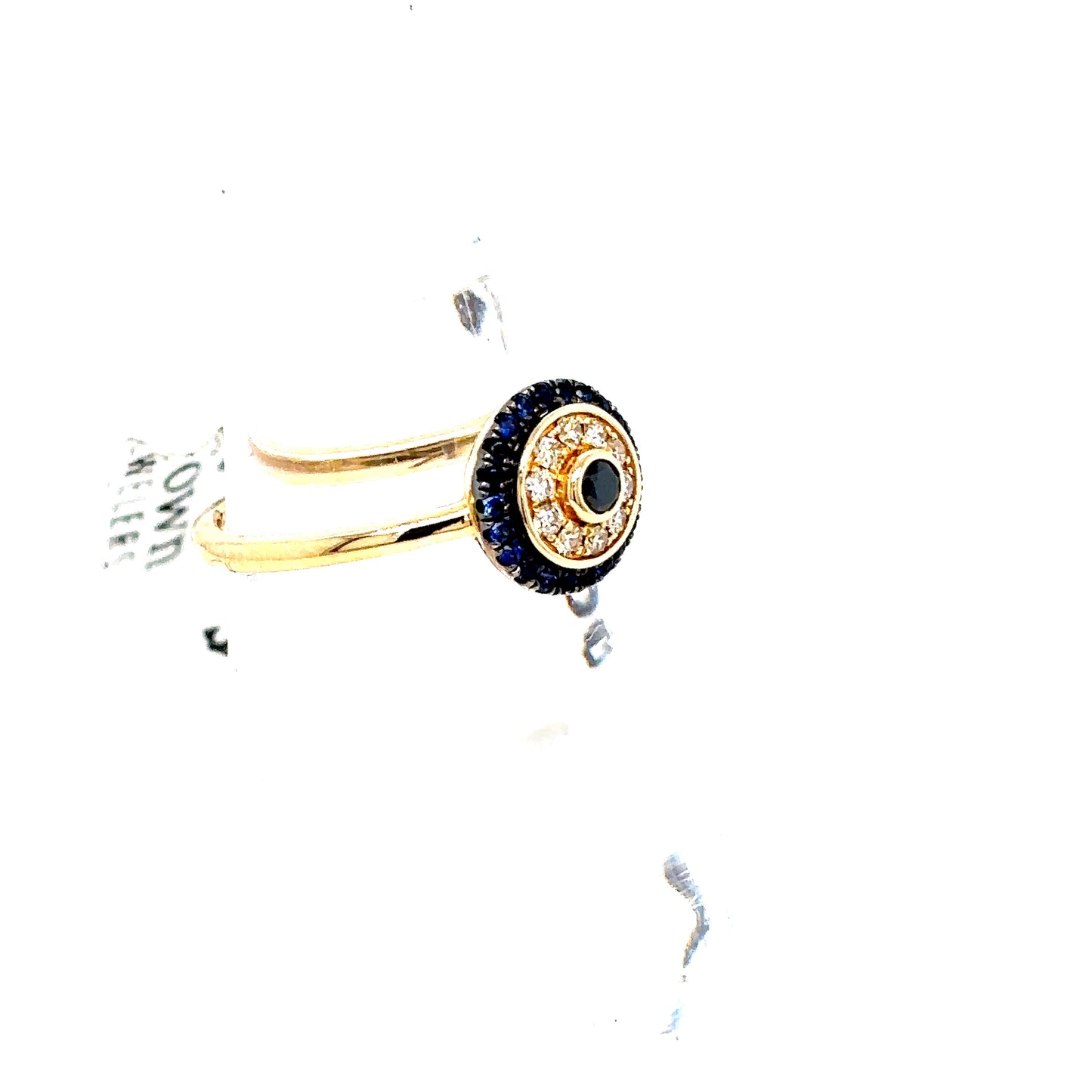 14k Diamond and Sapphire Evil Eye Ring