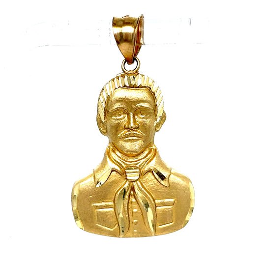 10K Gold Jesus Malverde Pendant