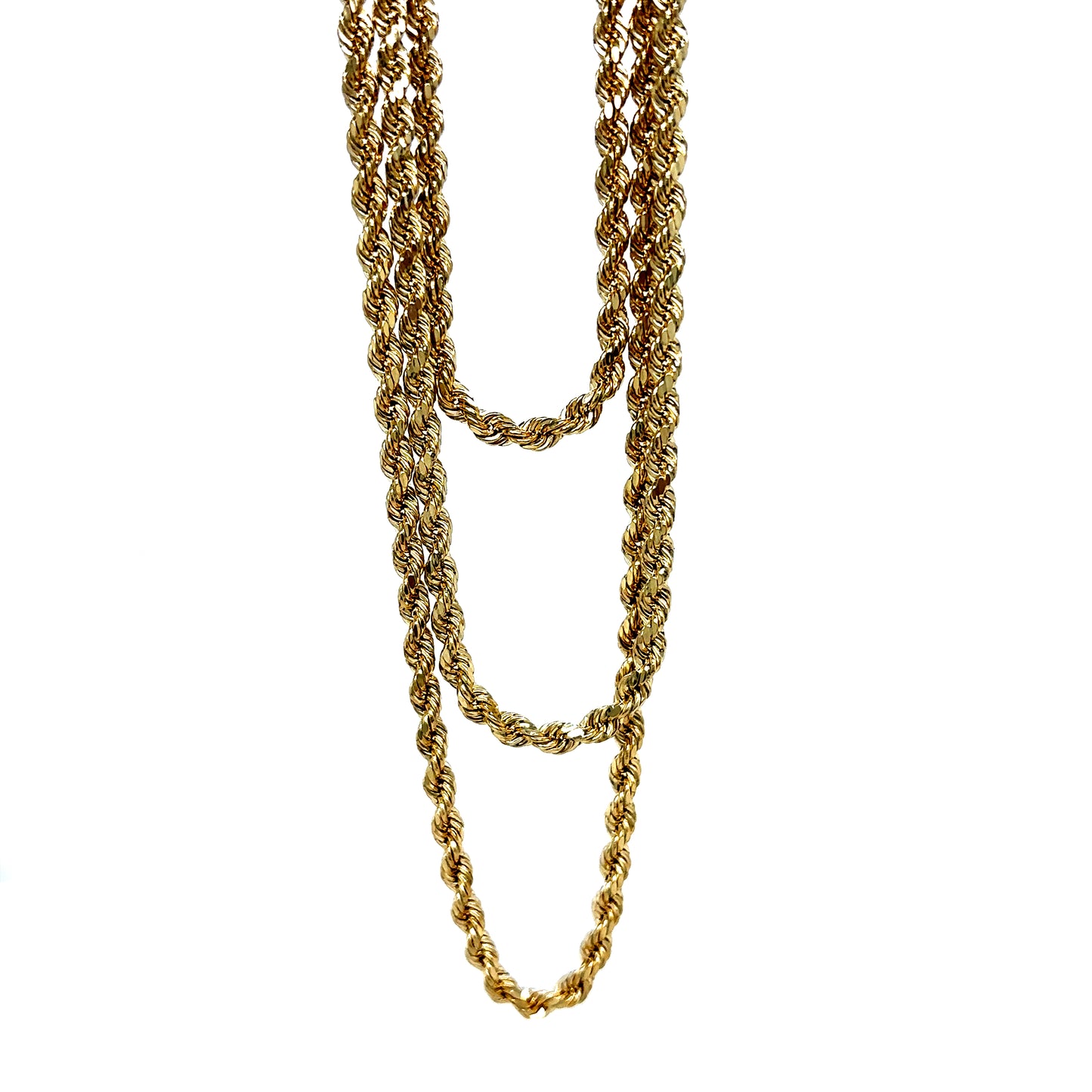 10k Yellow Gold 3mm Semi-Solid Rope Chain