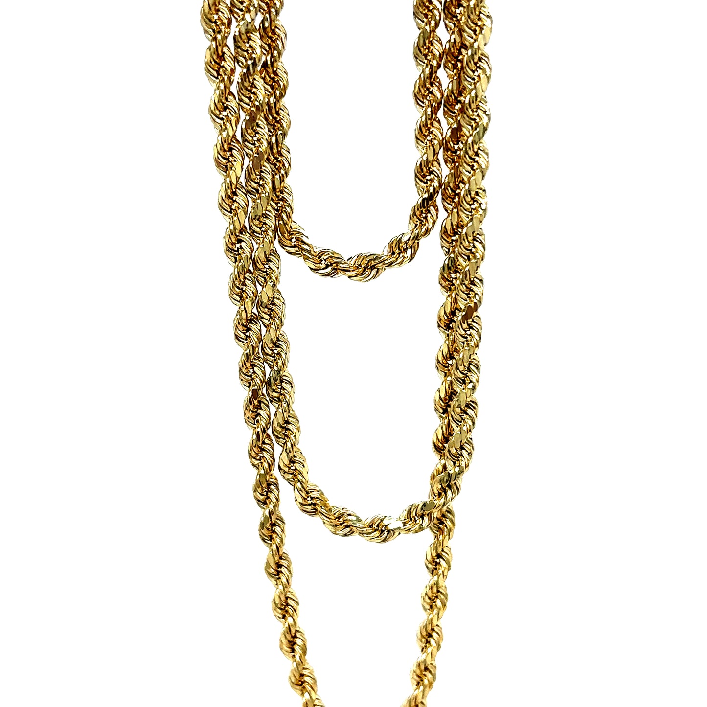 10k Yellow Gold 3mm Semi-Solid Rope Chain