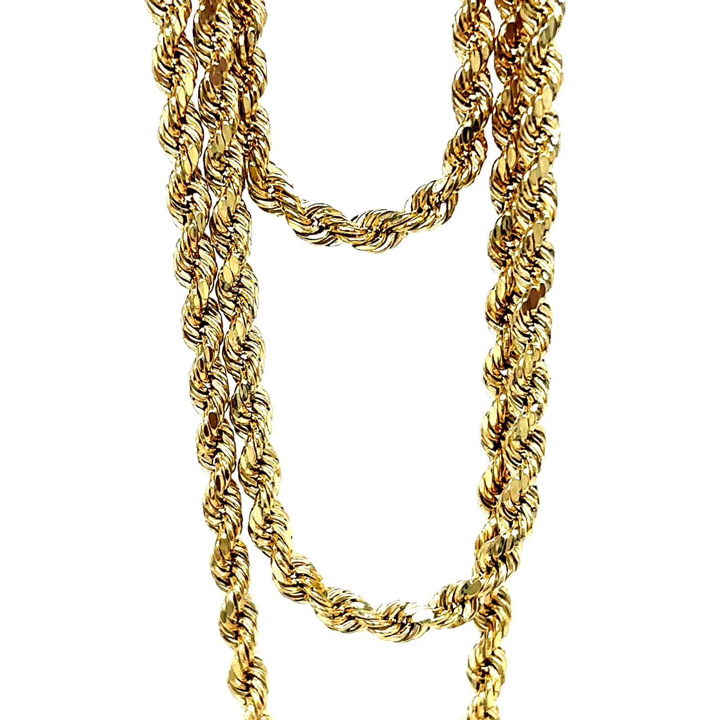 10k Yellow Gold 3mm Semi-Solid Rope Chain