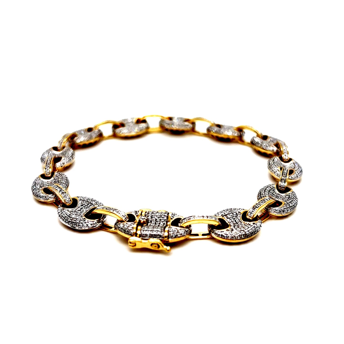 10k Diamond Puff Link Bracelet