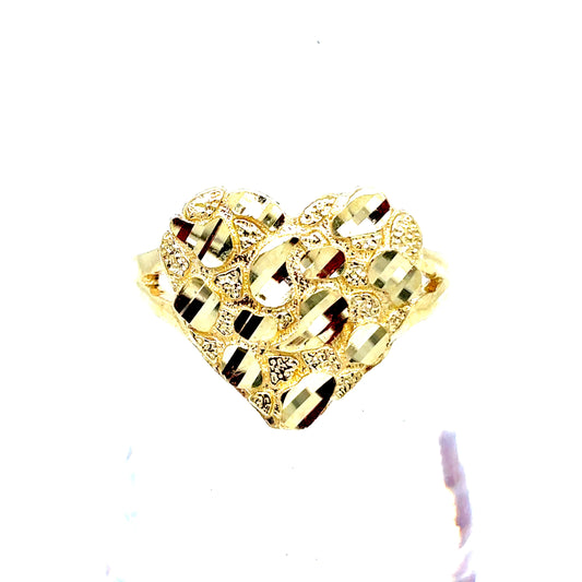 10k Yellow Gold Nugget Heart Ring