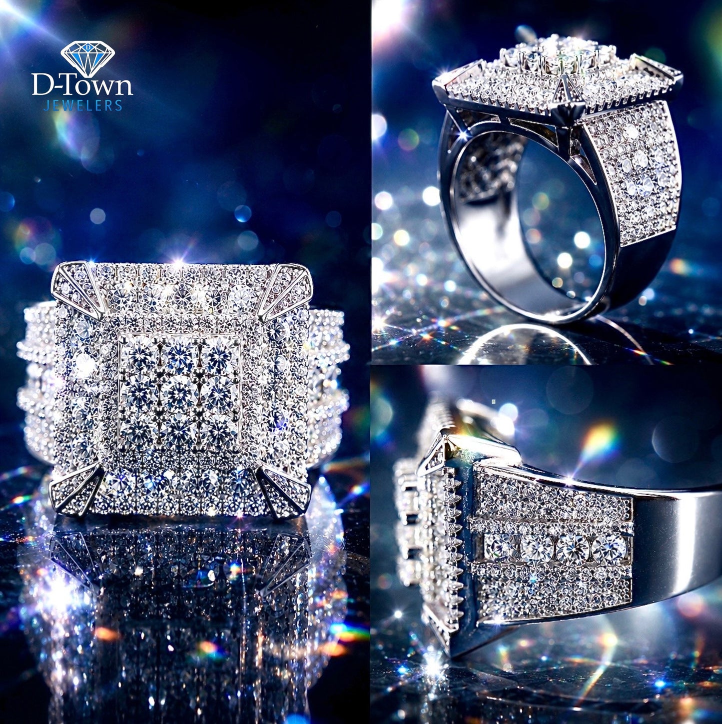 925 S.S. VVS Moissanite Square Ring