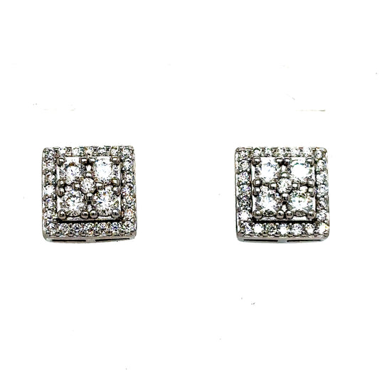 925 S.S. VVS Moissanite Square Trim Earrings