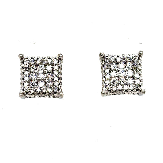 925 S.S. VVS Moissanite Square Trim Earrings