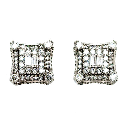 925 S.S. VVS Moissanite Square Earrings