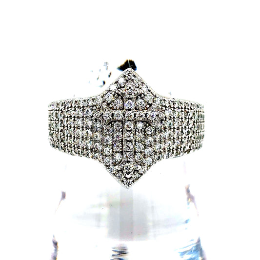 925 S.S. VVS Moissanite Cross Ring