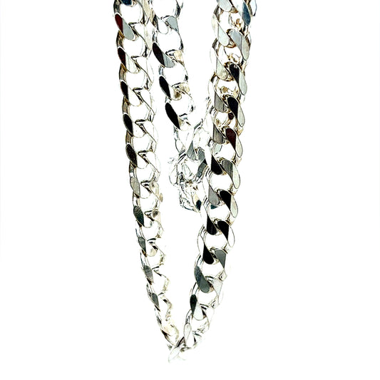 925 S.S. Flat Curb Cuban Chain- 6mm