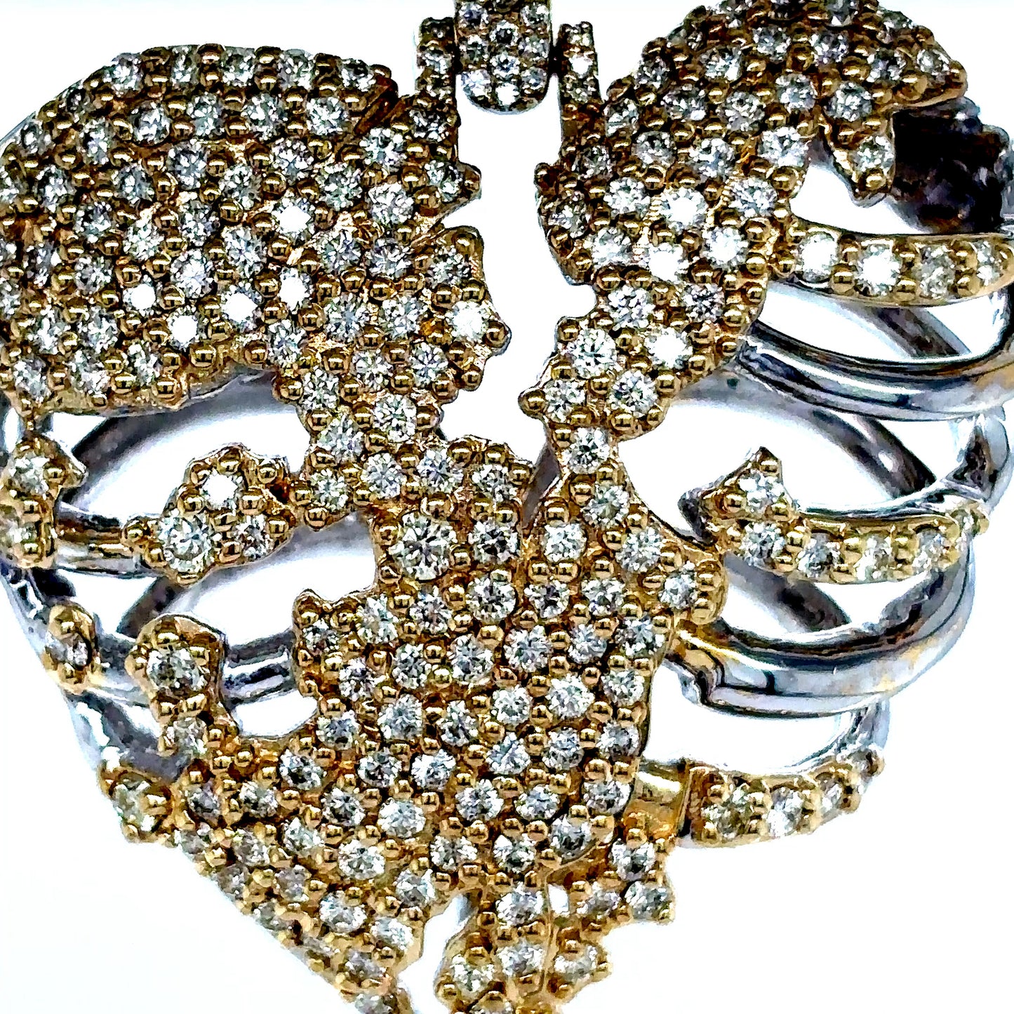 14k 2-Tone Diamond Heart Rib Cage Pendant