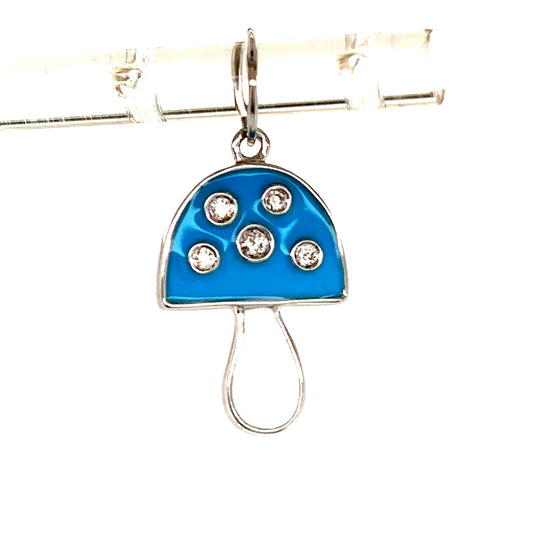 14k White Gold VS Diamond Mushroom Pendant