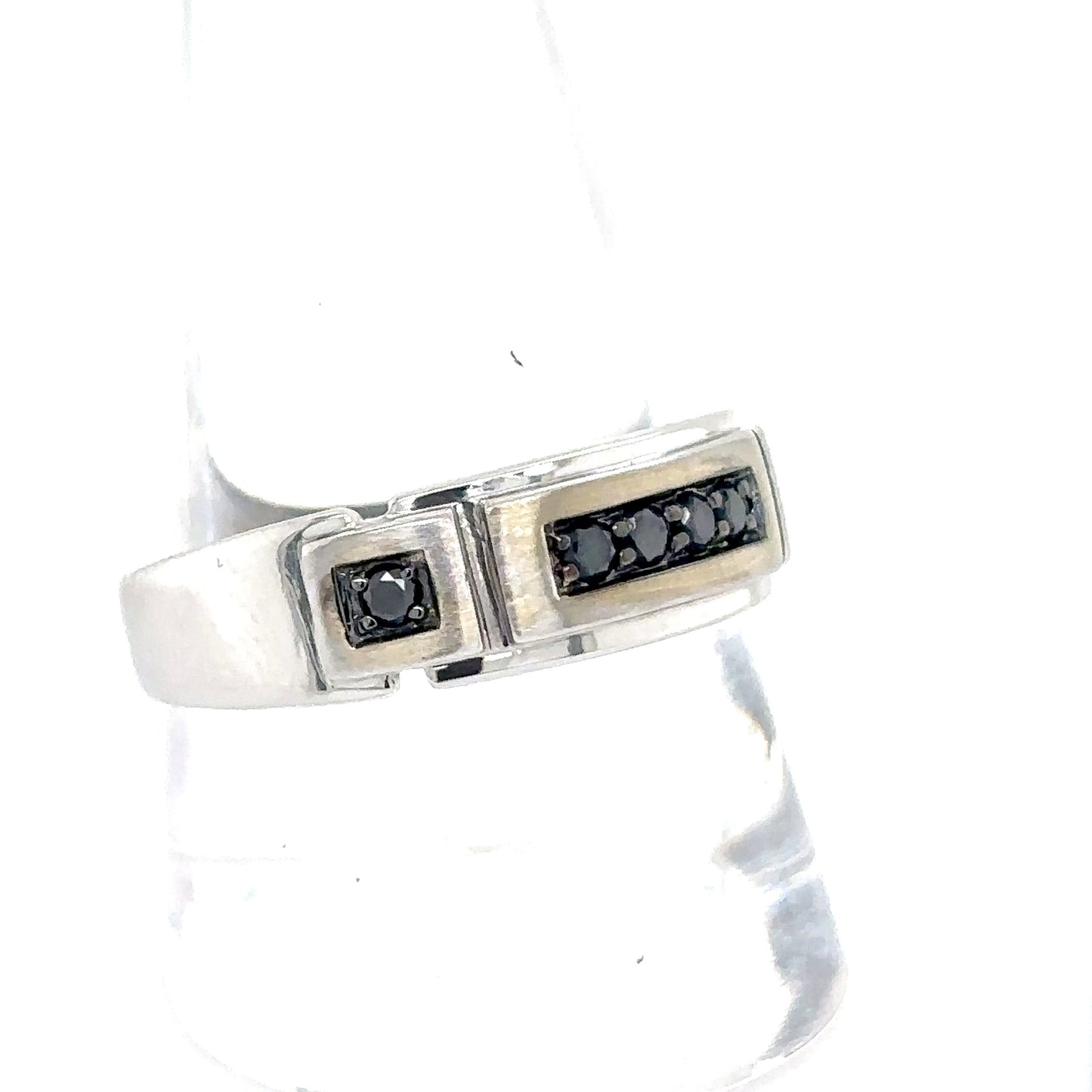 10k White Gold Black Diamond Band