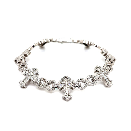 925 S.S. VVS Moissanite Cross Infinity Bracelet