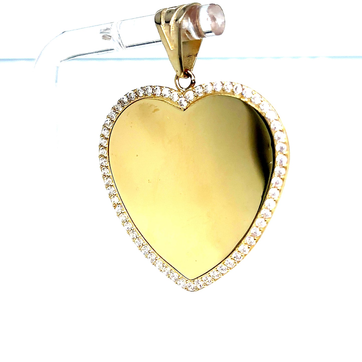 10k Yellow Gold CZ Heart Photo Pendant