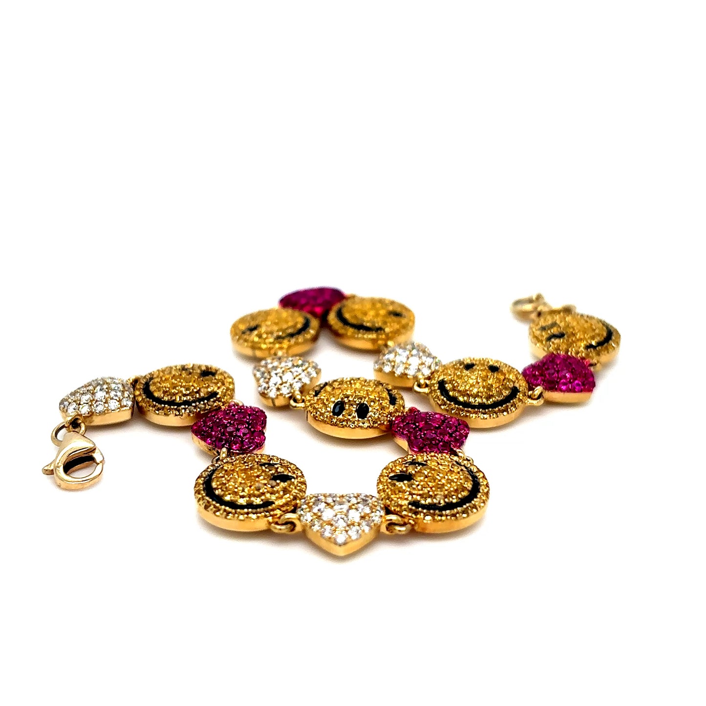 10k Yellow Gold Diamond Smiley Heart Bracelet