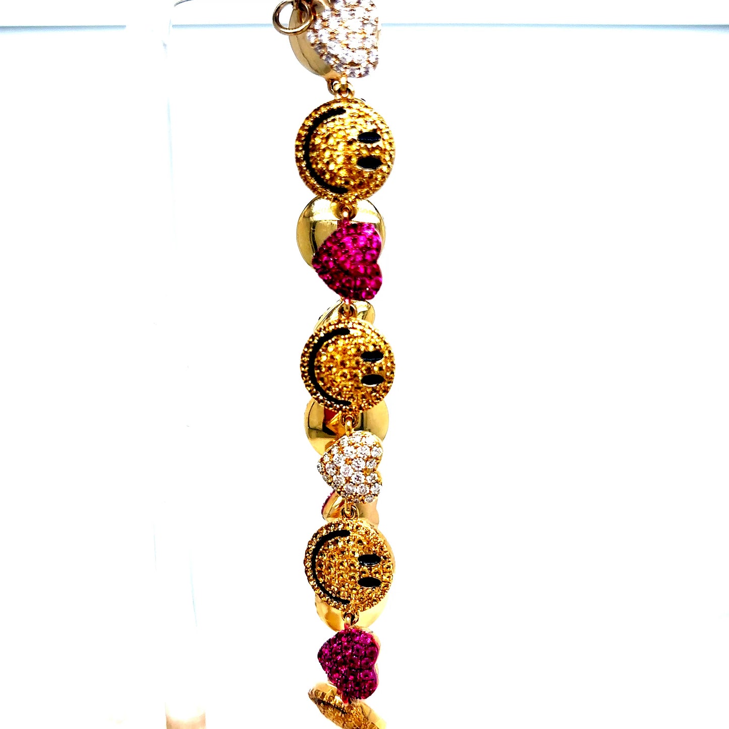 10k Yellow Gold Diamond Smiley Heart Bracelet