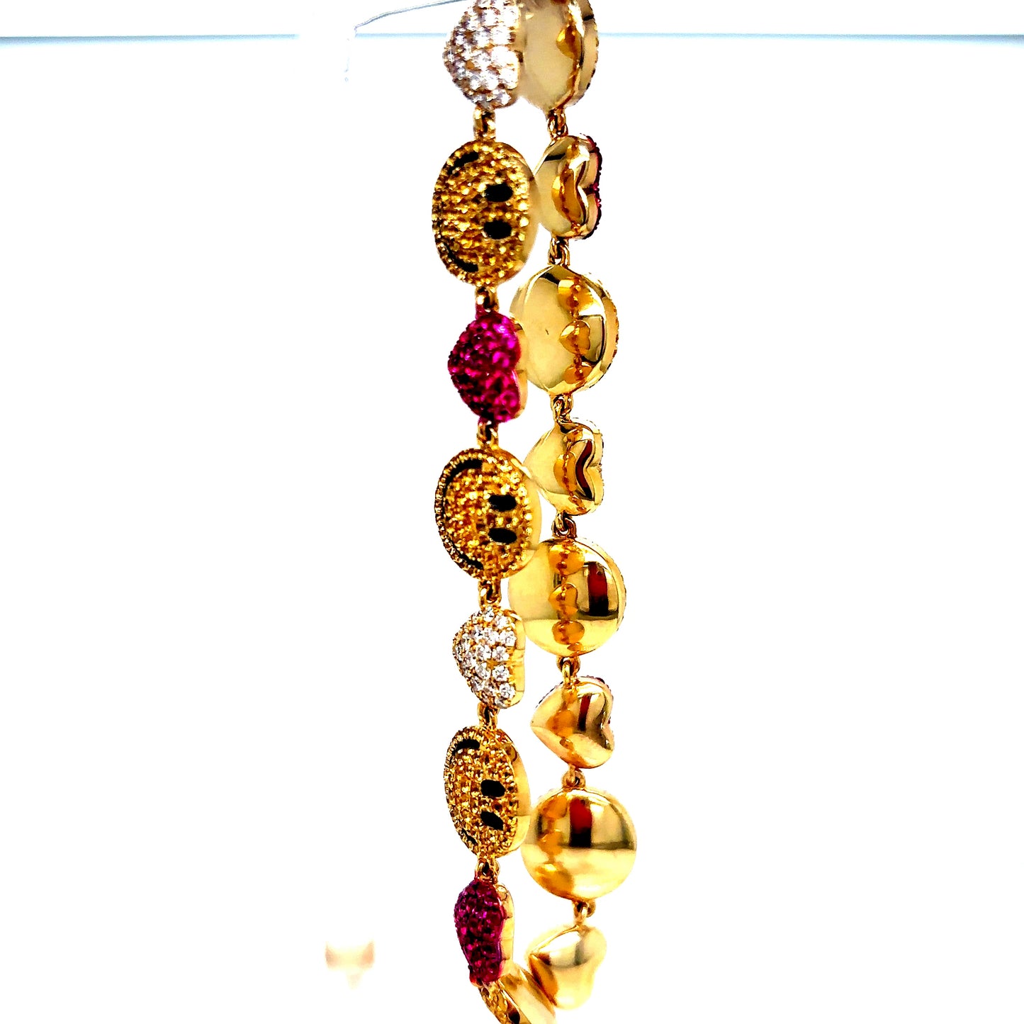 10k Yellow Gold Diamond Smiley Heart Bracelet