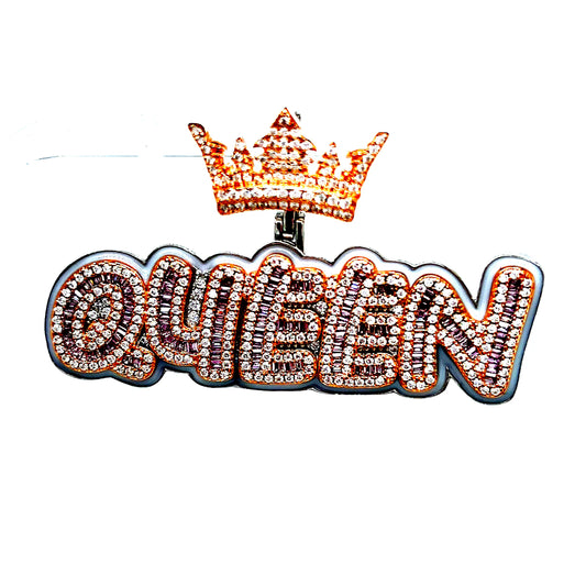 925 S.S. 2-Tone VVS Moissanite Queen Pendant