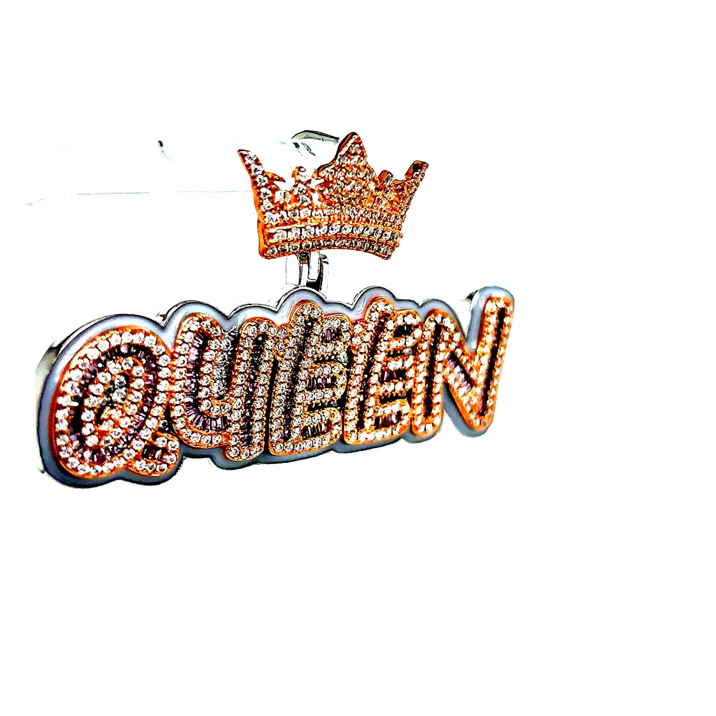 925 S.S. 2-Tone VVS Moissanite Queen Pendant