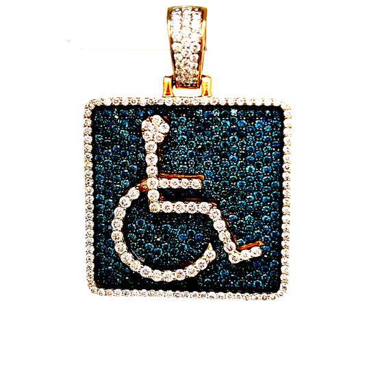 14k Yellow Gold Diamond Handicap Pendant