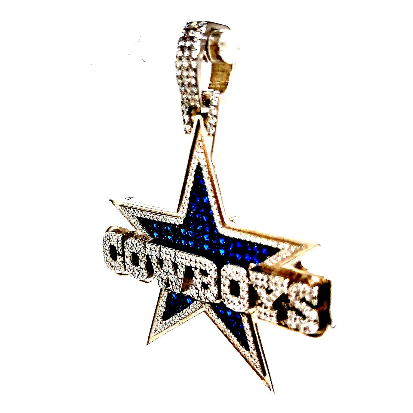 925 S.S. VVS Moissanite Blue Cowboys Star