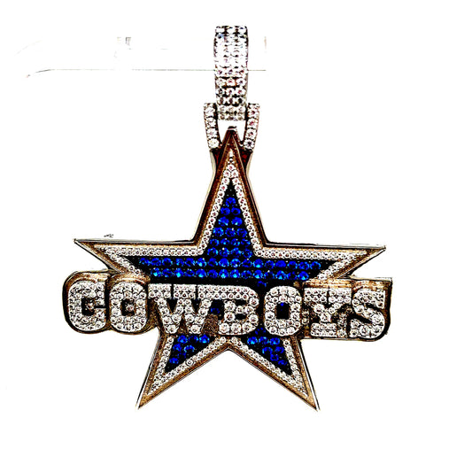 925 S.S. VVS Moissanite Blue Cowboys Star
