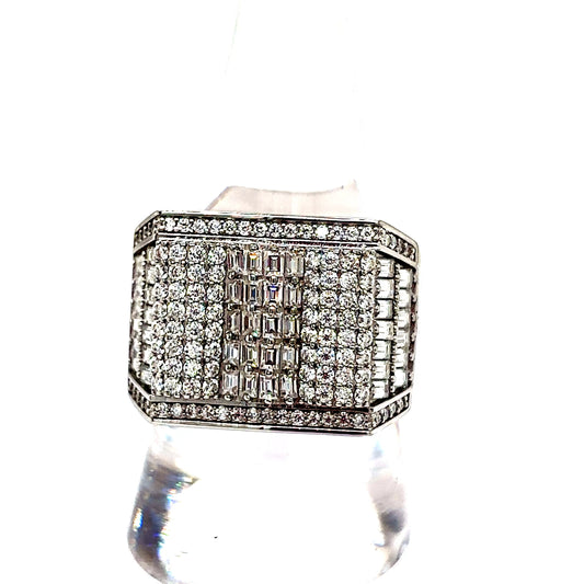 925 S.S. VVS Moissanite Rectangle Ring