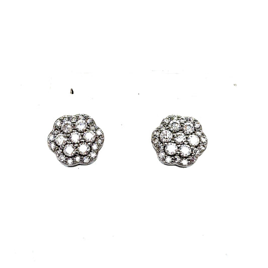 925 S.S. VVS Moissanite 2-Tier Flower Earrings