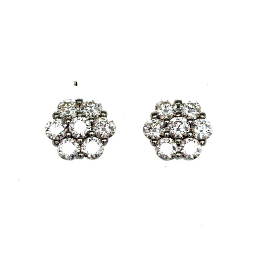 925 S.S. GP VVS Moissanite Flower Earrings