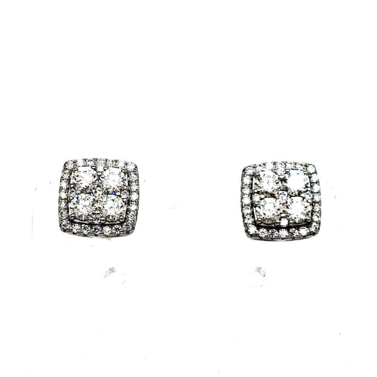 925 S.S. VVS Moissanite Square Earrings
