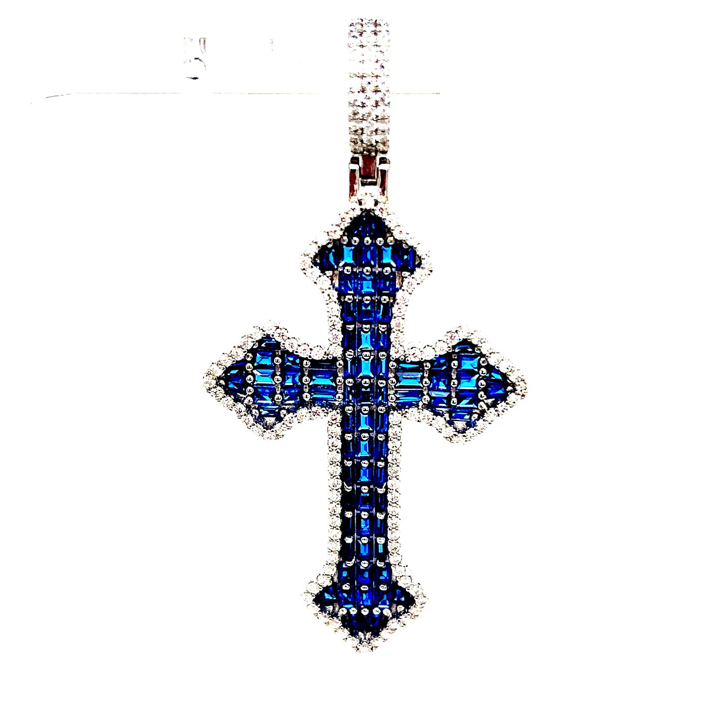 925 S.S. VVS Blue Moissanite Cross Pendant