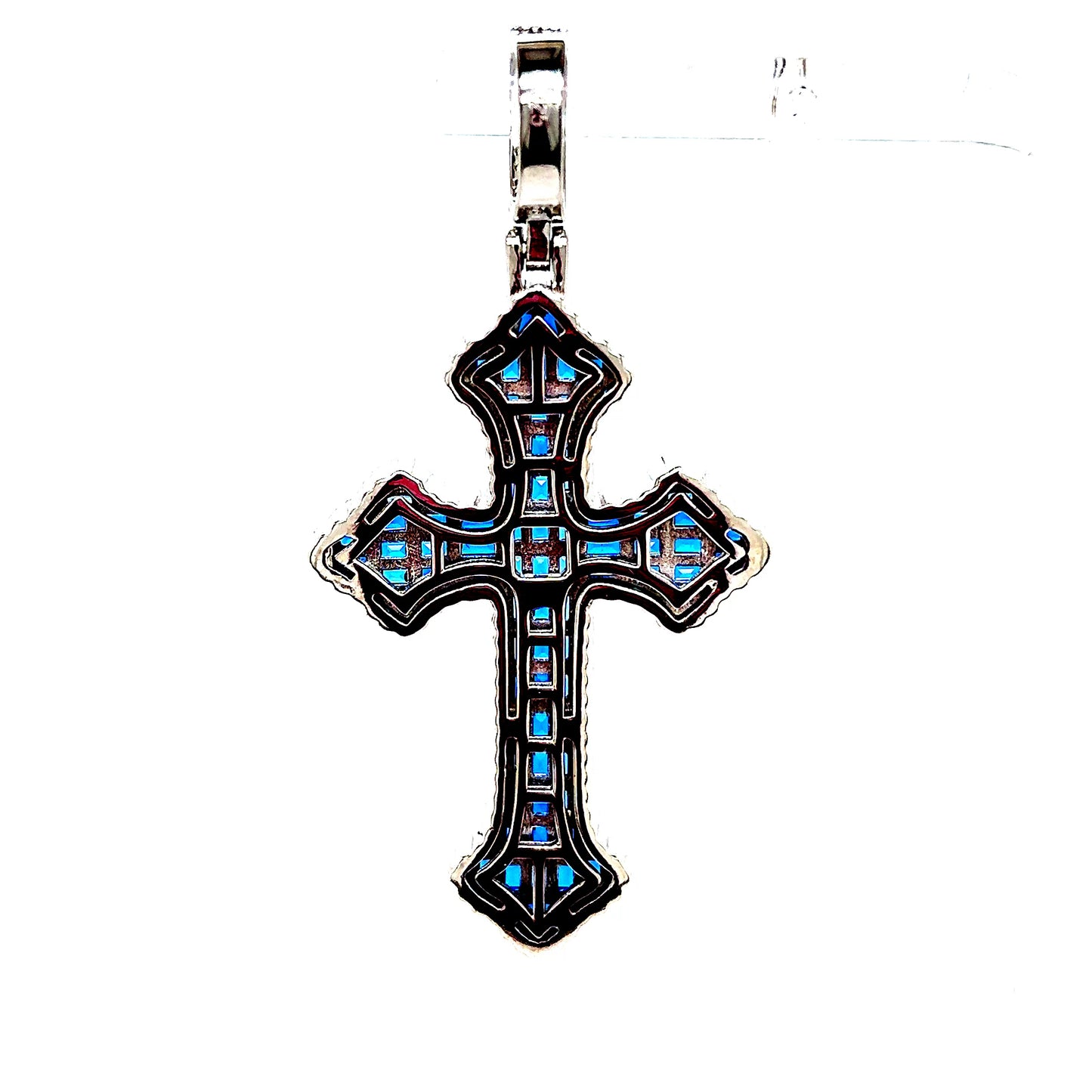 925 S.S. VVS Blue Moissanite Cross Pendant
