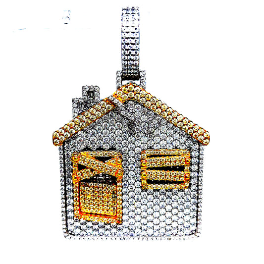 925 S.S. VVS Moissanite Trap House Pendant
